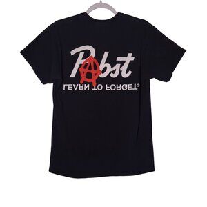 Learn to Forget: Pabst Blue Ribbon Anarchy USED Shirt (FADING, M, Black, Beer)